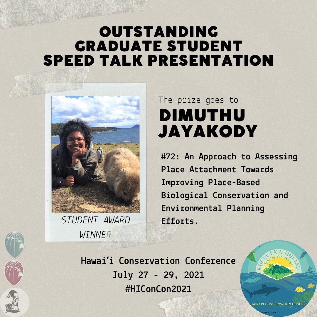 Student presentation award Hawaii Conservation Conference for Dimuthu